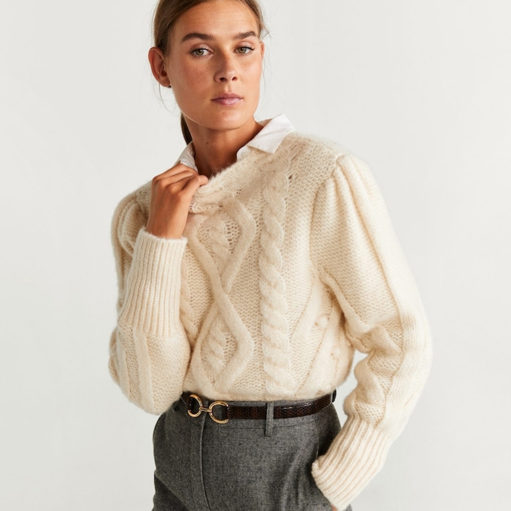 MANGO Knitted Braided sweater - Picture 2 of 6